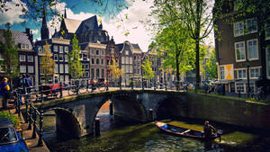 Amsterdam Canal Under The Bridge Wallpaper
