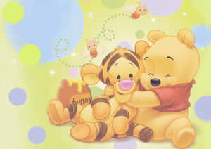 An Adorable Desktop Wallpaper With Winnie The Pooh Wallpaper