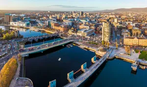 An Aerial View Of The City Of Belfast Wallpaper