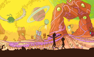 An Alien Store On A Distant Planet – Gozarpazorp In The Rick And Morty Universe Wallpaper