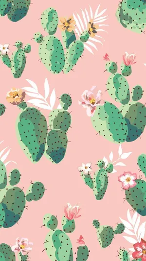 An Alluring Pink And Green Aesthetic With Delicate Tones Of Calmness. Wallpaper