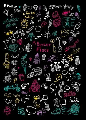 An Array Of Fanciful Aesthetic Doodles Adorn This Bright And Vibrant Background Wallpaper