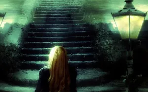 An Enchanted Stairway To Heaven, Bathed In Golden Sunlight. Wallpaper