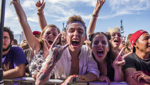 An Energetic Music Festival Crowd Celebrates The Sounds Of Lollapalooza. Wallpaper