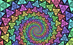 An Entrancing Spiral Of Colorful Triangles Wallpaper