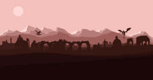 An Epic Minimalist Journey Through Middle-earth Wallpaper