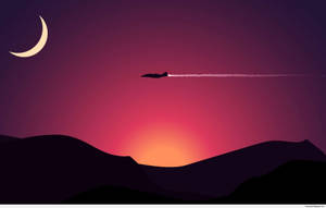 An Evening Flight - A Minimalist Sunset Wallpaper