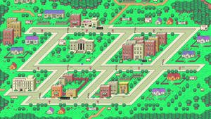 An Expansive Cityscape In The World Of Earthbound Wallpaper