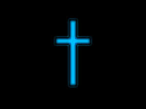 An Illuminated Cross Illuminated In Neon Colors Wallpaper