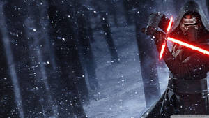 An Intimidating Glimpse Of Kylo Ren In Action Wallpaper
