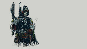 An Off-white Artwork Of Boba Fett Wallpaper