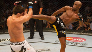 Anderson Silva Kicking Guarding Opponent Wallpaper