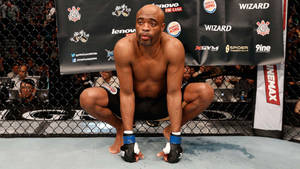 Anderson Silva Squatting Octagon Wallpaper