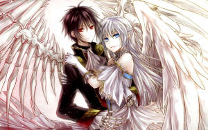 Angel Anime Hug Wallpaper