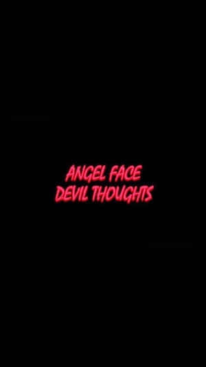 Angel Face Devil Thoughts Black And Red Aesthetic Typography Wallpaper
