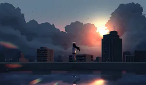 Angel Girl At Sunset Wallpaper