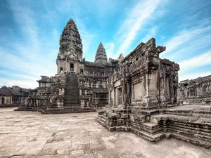 Angor Wat With Beautiful Blue Sky Desktop Wallpaper