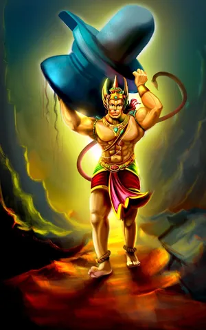 Angry Hanuman Colorful Graphic Wallpaper