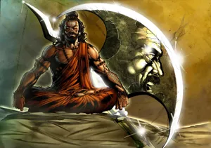 Angry Vishnu Meditating On Sand Wallpaper