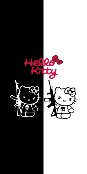 Angry White And Black Hello Kitty Wallpaper