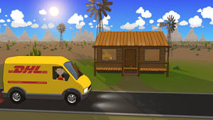 Animated Dhl Commercial Vehicle Wallpaper