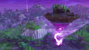 Animated Floating Island In Purple Colour Wallpaper