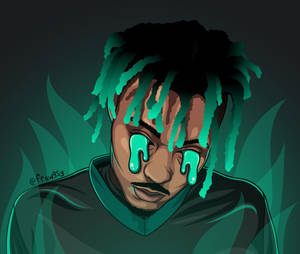 Animated Juice Wrld Green Tears Wallpaper