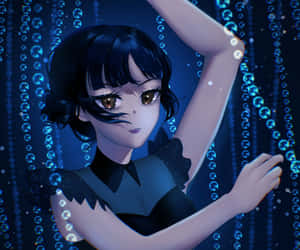 Animated Wednesday Addams Underwater Dance Wallpaper