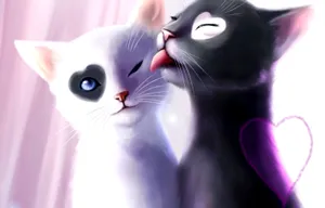 Anime Cats Cuddling Cute Laptop Wallpaper