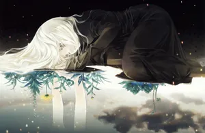 Anime Girl Sad Alone On Reflective Water Wallpaper