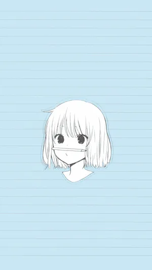 Anime Girl Sketchon Blue Lines Wallpaper