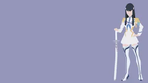 Anime Girl Sword Minimalist Anime Wallpaper