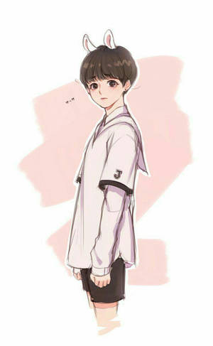 Anime Jungkook Pink Aesthetic Phone Wallpaper