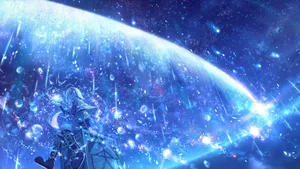 Anime Night Scenery Meteors Wallpaper