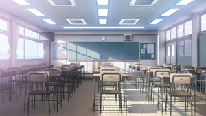 Anime School Scenery Empty Classroom Wallpaper