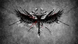 Anime Symbols Angel Warrior On Gray Aesthetic Wallpaper