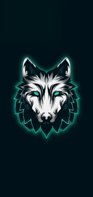 Anime Symbols Neon Blue Wolf Art Wallpaper