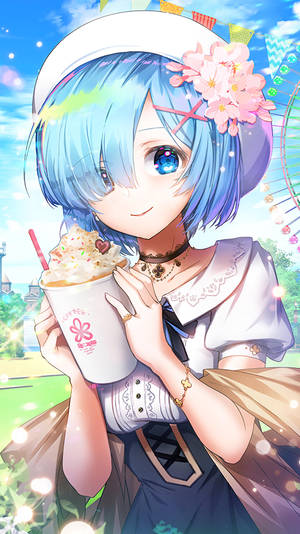 Anime Waifu Rem Re Zero Frappe Coffee Wallpaper