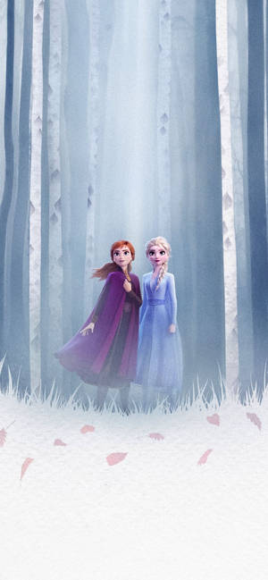 Anna And Elsa On Their Journey Of Discovery Wallpaper