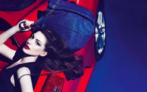 Anne Hathaway Red Blue Hollywood Actress Hd Wallpaper