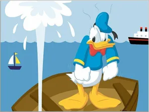 Annoyed Donald Duck Sinking Boat Wallpaper