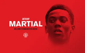 Anthony Martial Welcome Red Background Wallpaper