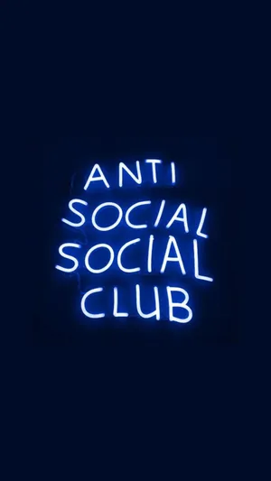 Anti Social Club Iphone Neon Blue Signage Wallpaper
