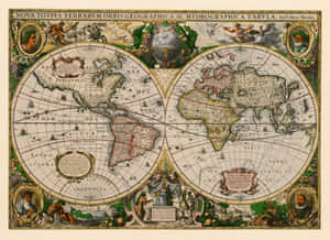 Antique World Map Hondius1600s Wallpaper