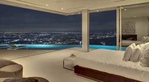 Apartment With Open Bed And Pool Wallpaper