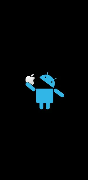 Apple Eating Blue Android Wallpaper