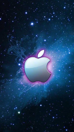 Apple Logo Blue Galaxy Original Iphone 4 Wallpaper