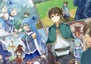 Aqua, Kazuma And Megumin, The Heroines Of Konosuba! Wallpaper