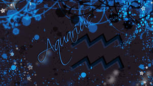 Aquarius Zodiac In A Blue And Black Background Wallpaper