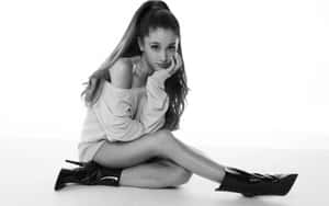 Ariana Grande Blackand White Portrait Wallpaper